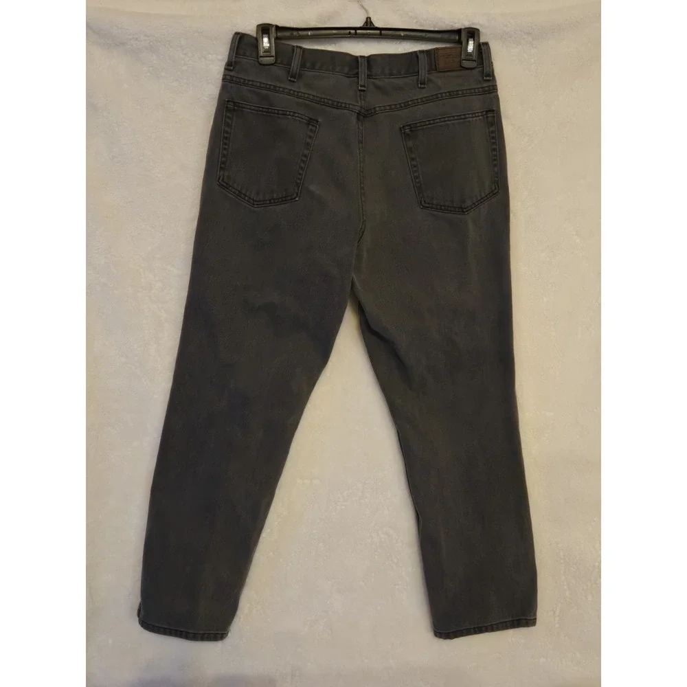 LL Bean Mens‎ 35x29 Denim Jeans Faded Black Classic Fit Straight Leg
